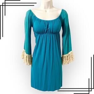 VaVa by Joy Han Women's M Aqua Blue Dress with Fringe